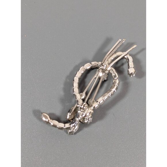 Vintage Clear Rhinestone Floral Bouquet Leaf Silver Tone Brooch Paste Pin Spray - Picture 9 of 13